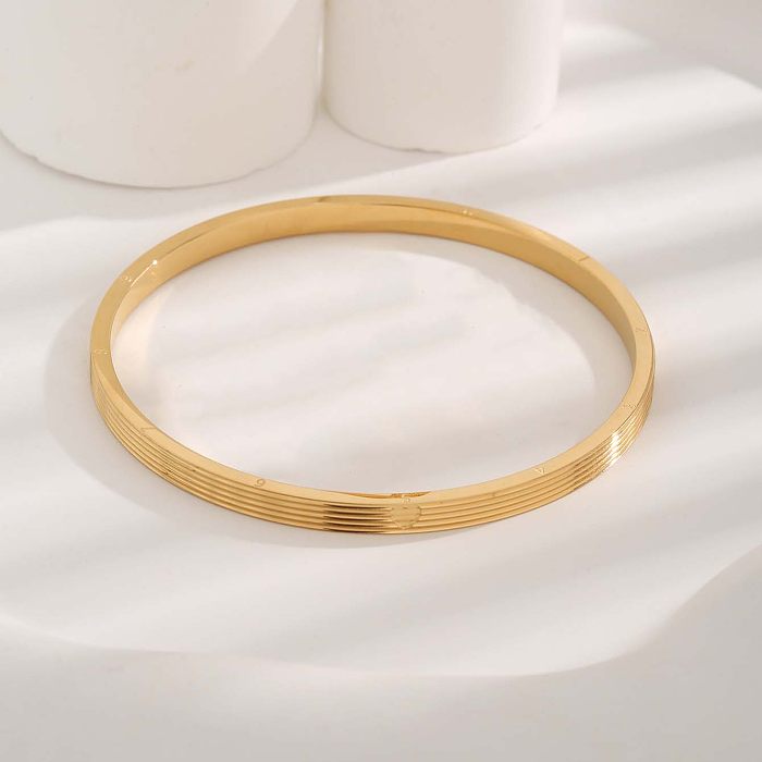Modern Style Round Number Titanium Steel Plating Gold Plated Bangle