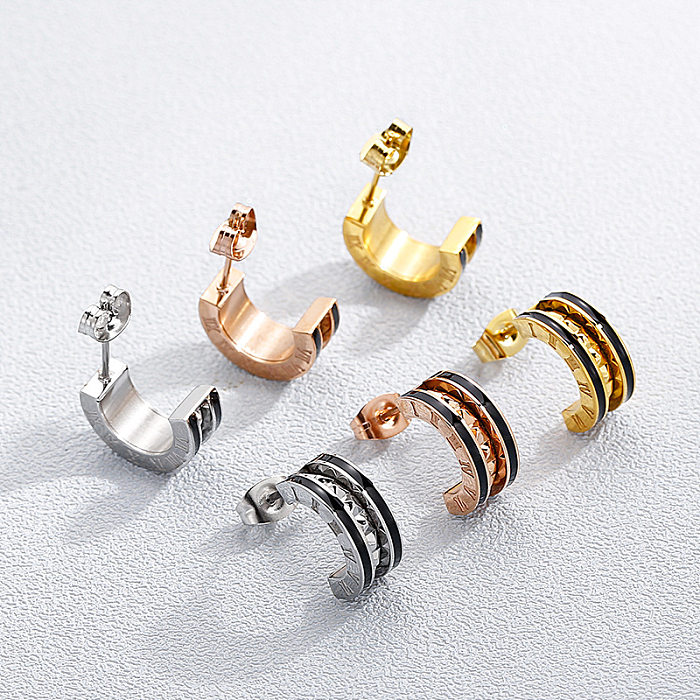 Kalen  New Simple And Compact C Word Ear Ring Fashion Trend Roman Numerals Stainless Steel Ear Studs Earrings Wholesale
