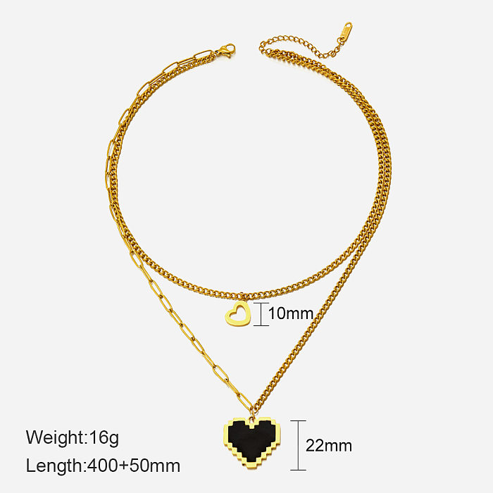 Fashion Heart Shape Stainless Steel  Plating Layered Necklaces