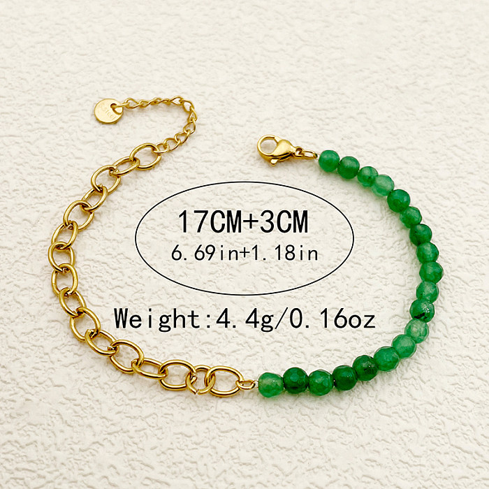 Bracelets plaqués or en acier inoxydable avec bloc de couleur de style simple et doux