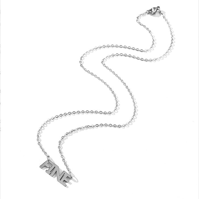 Collier pendentif en acier inoxydable avec lettre de Style Simple, colliers en métal et en acier inoxydable
