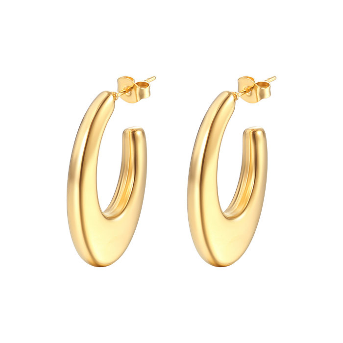 Boucles d'oreilles pendantes plaquées en acier inoxydable en forme de U, 1 paire