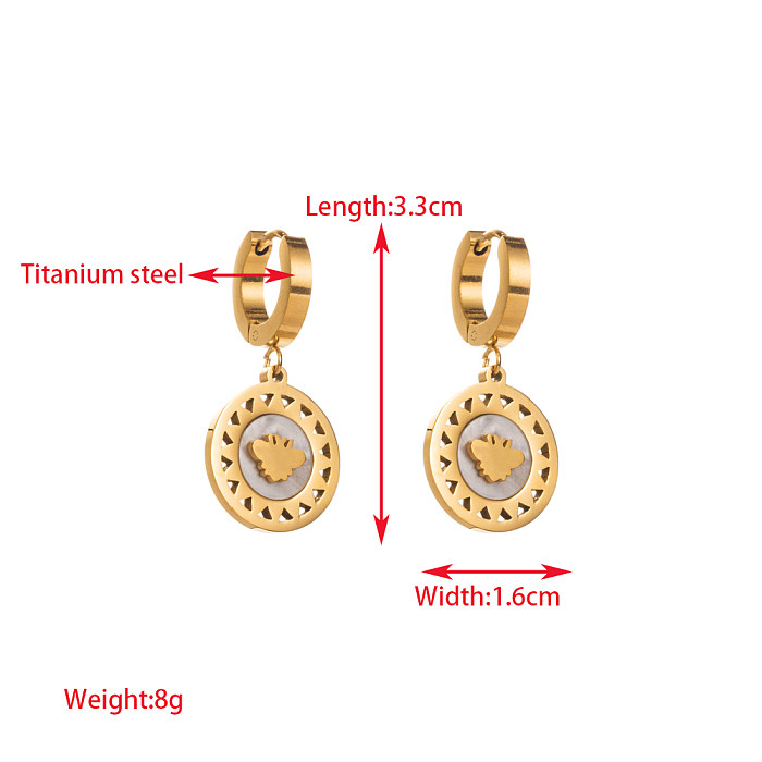 1 Paar elegante, runde, ovale, herzförmige Inlay-Ohrringe aus Edelstahl mit Strasssteinen und vergoldeten Tropfenohrringen