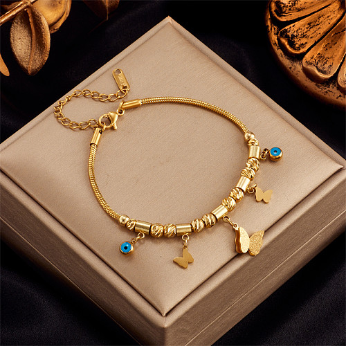 Bracelets plaqués or 18 carats en acier titane papillon de style coréen rétro en gros
