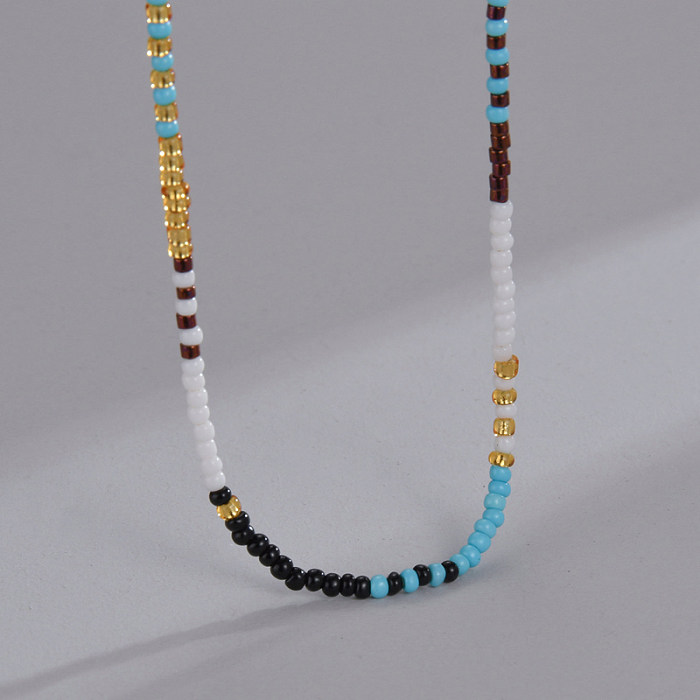 Vacation Color Block Stainless Steel  18K Gold Plated Necklace In Bulk