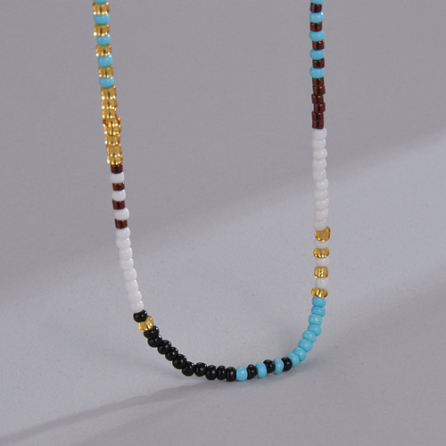 Urlaubsfarbenblock-Halskette aus Edelstahl mit 18-Karat-Vergoldung in großen Mengen
