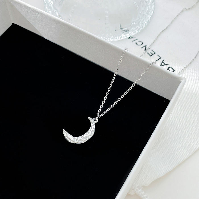 Simple Style Commute Moon Stainless Steel Plating Pendant Necklace
