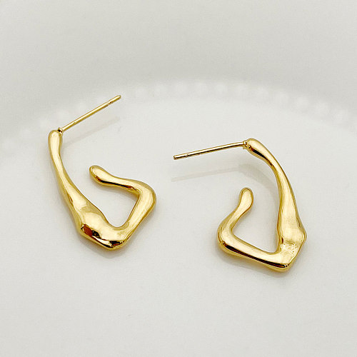 1 Pair Nordic Style Solid Color Plating Stainless Steel  Gold Plated Ear Studs