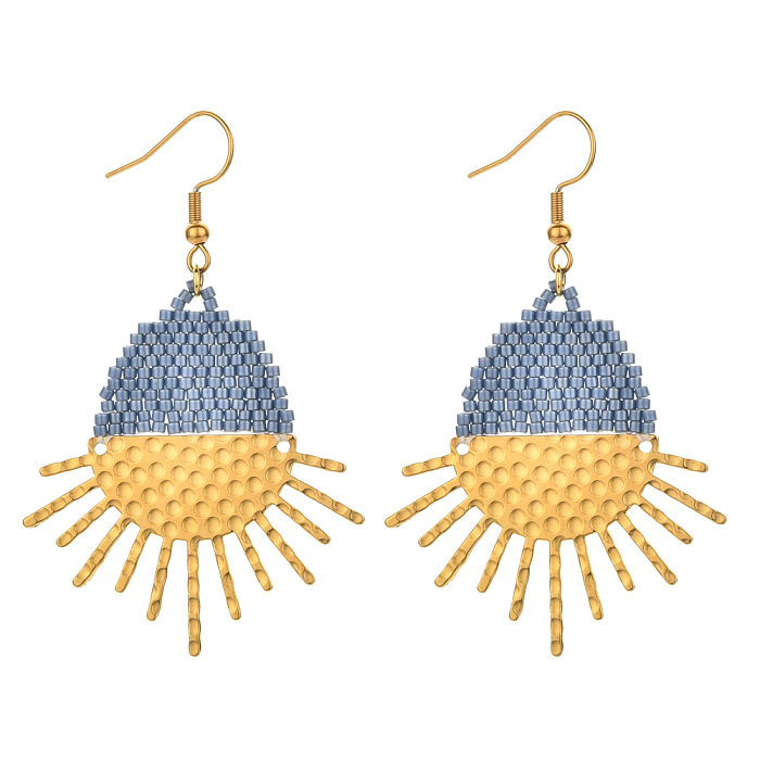 1 Paar böhmische Sonnen-Patchwork-Ohrringe aus Edelstahl mit Perlen