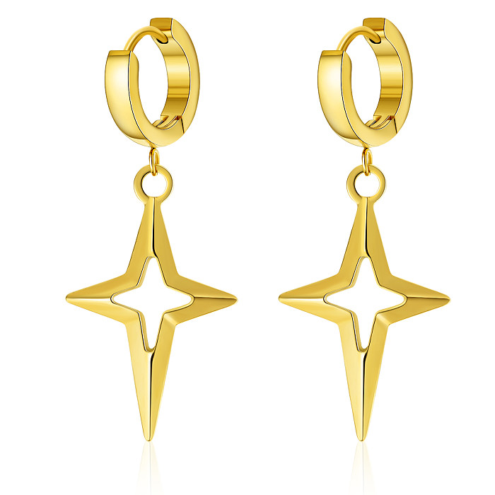 1 Pair Vacation Starfish Shell Plating Inlay Stainless Steel  Imitation Pearl Zircon Gold Plated Drop Earrings