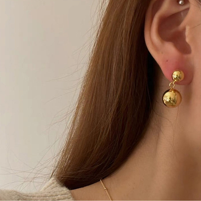 1 paire de clous d'oreilles géométriques de Style français plaqué en acier inoxydable