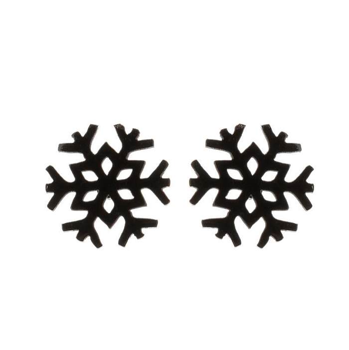 1 Paar modische Ohrstecker aus Edelstahl mit Mond und Herzform, Schneeflocke