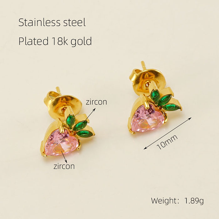 Pendientes chapados en oro de 1K con incrustaciones de sandía, fruta, piña, Glam elegante, 18 par