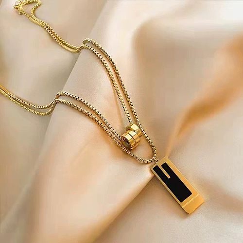 1 Piece Simple Style Solid Color Stainless Steel Plating Layered Necklaces
