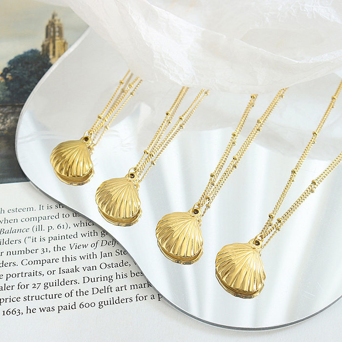 Elegant Shell Stainless Steel Pendant Necklace Plating Stainless Steel  Necklaces