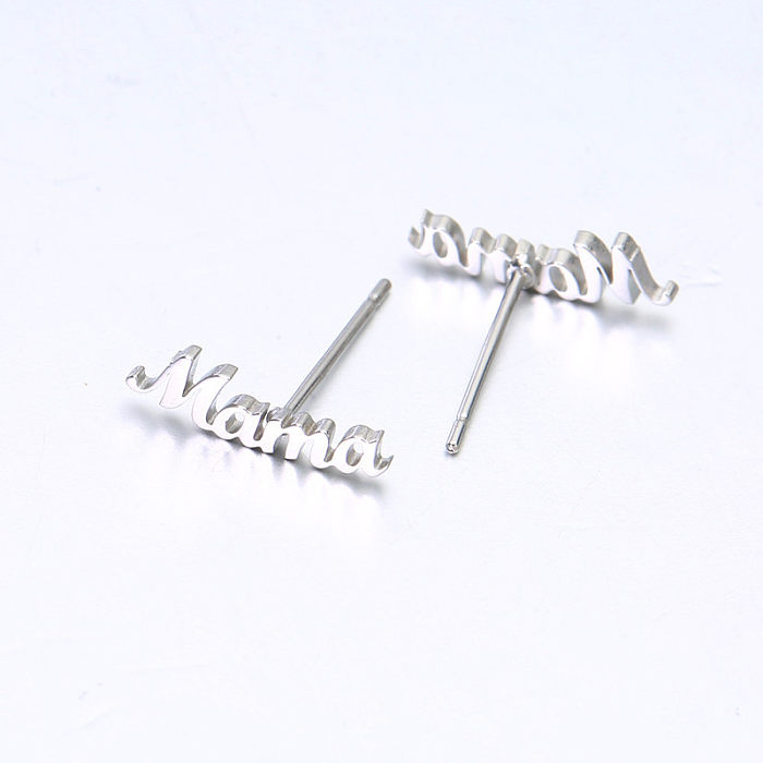 1 Paar MAMA-Buchstaben-Ohrstecker mit Edelstahlbeschichtung