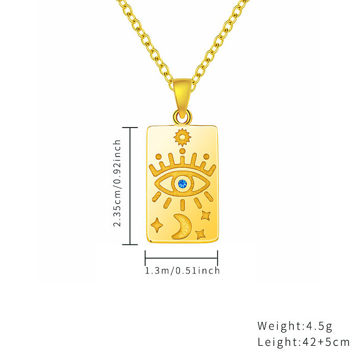Casual Simple Style Devil'S Eye Star Rectangle Stainless Steel  Plating Inlay Zircon Gold Plated Pendant Necklace