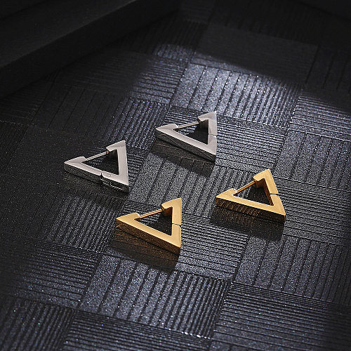 1 par de aretes chapados en acero inoxidable triangulares de estilo Simple e informal