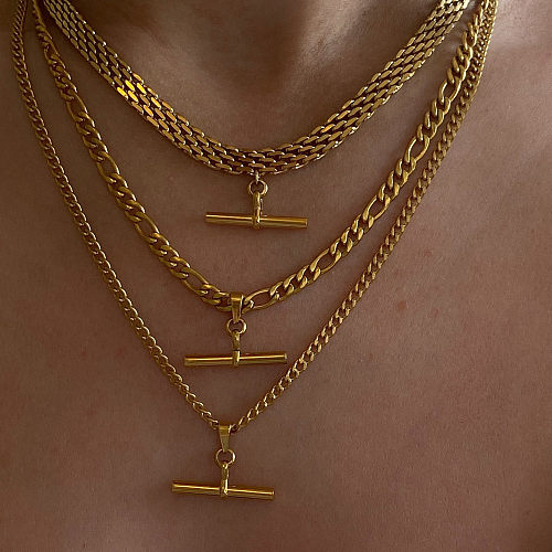 Geometrische Streetwear-Halskette aus Edelstahl
