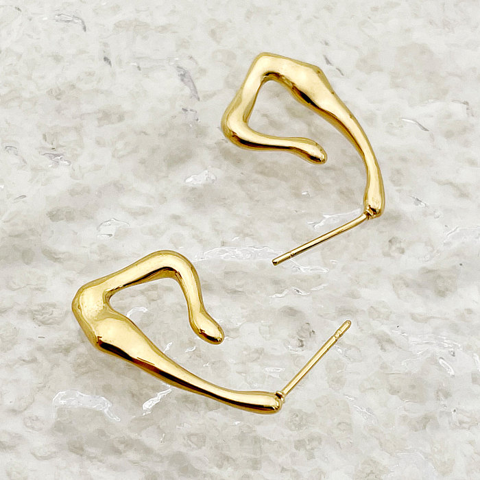 1 Pair Nordic Style Solid Color Plating Stainless Steel  Gold Plated Ear Studs