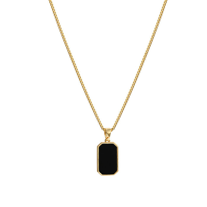 Black Square Stainless Steel Hip-hop Creative Fashion Necklace Sweater Chain