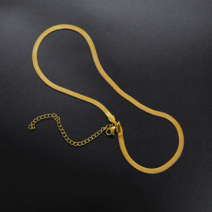 18K Fashion Simple Stainless Steel Snake Bone Chain Minimalist Choker Wholesale jewelry