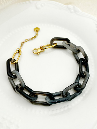 Hip-Hop Rock Gradient Color Stainless Steel Arylic Patchwork Plating Gold Plated Bracelets
