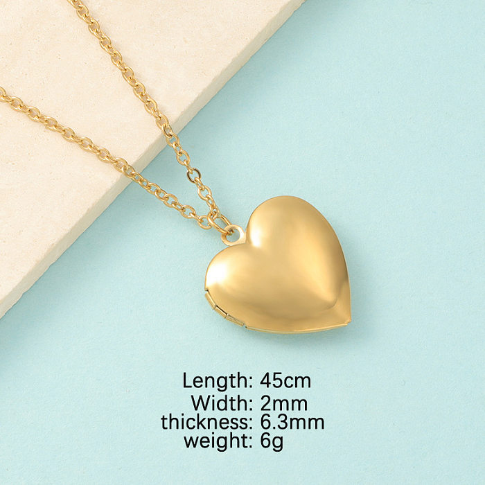 Simple Style Heart Shape Stainless Steel  Polishing Charms Pendant Necklace