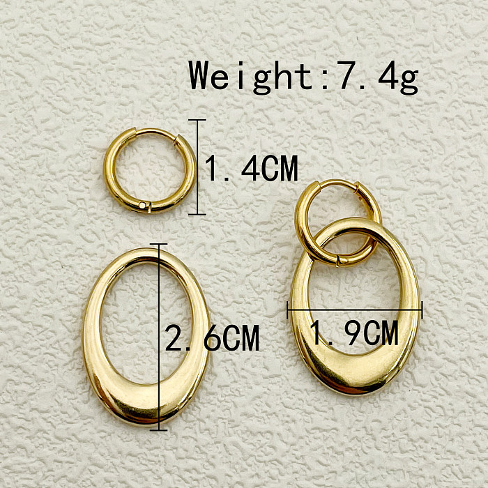 1 par de brincos de gota banhados a ouro, estilo moderno, estilo simples, oval, aço inoxidável