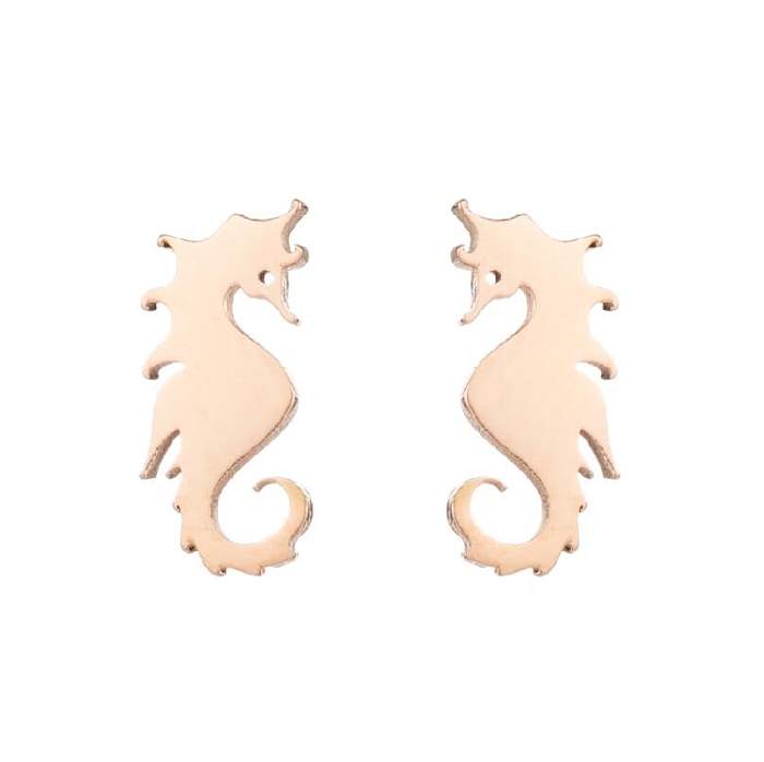 Women'S Fashion Hippocampus Stainless Steel  No Inlaid Ear Studs Stainless Steel  Earrings