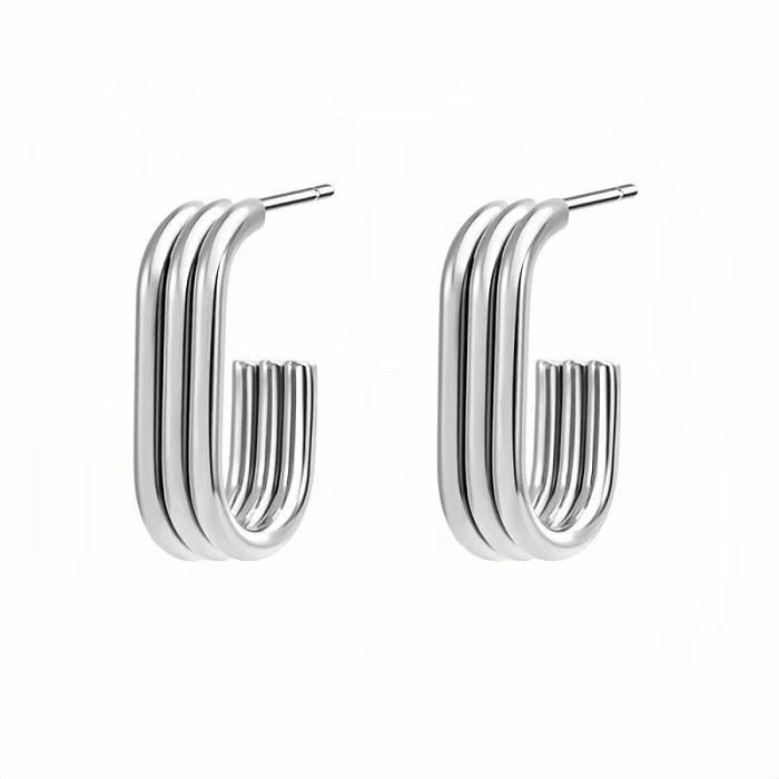 1 Pair Lady Simple Style Geometric Plating Stainless Steel  Stainless Steel 18K Gold Plated Earrings