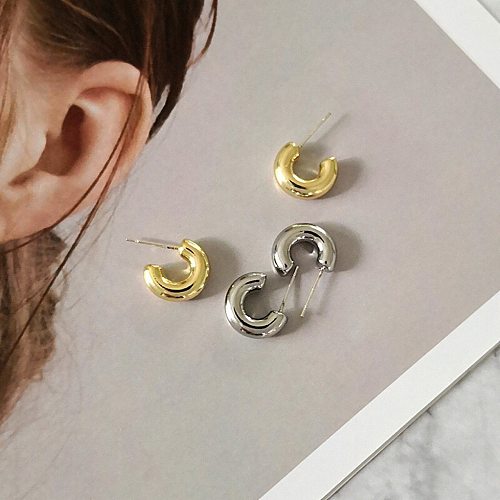 1 Pair Simple Style C Shape Plating Stainless Steel  Ear Studs