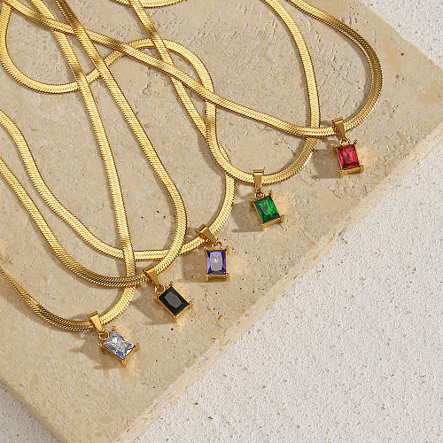 Lady Geometric Stainless Steel  Necklace Plating Zircon Stainless Steel  Necklaces