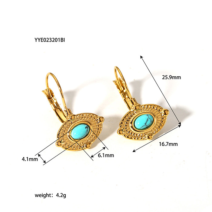 1 Pair Elegant Retro Geometric Plating Inlay Stainless Steel  Natural Stone 18K Gold Plated Drop Earrings