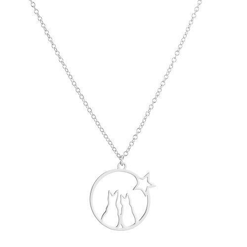 Cute Cat Stainless Steel  Plating Pendant Necklace