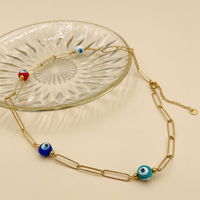 Einfache Halskette mit Auge-Edelstahl-Emaille-Beschichtung, 1 Stück