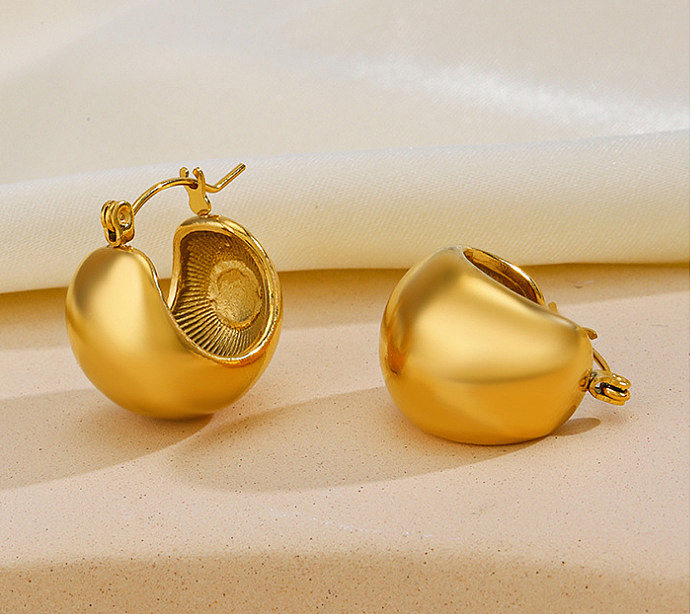 1 Paar schlichte Ohrringe im IG-Stil mit einfarbiger Beschichtung aus Edelstahl mit 18-Karat-Vergoldung