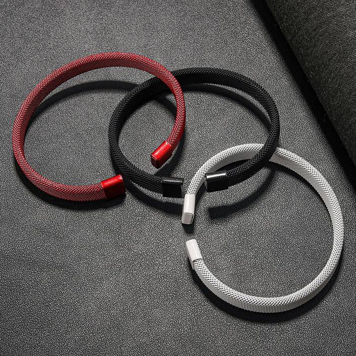 Simple Style Solid Color Stainless Steel Stoving Varnish Bangle
