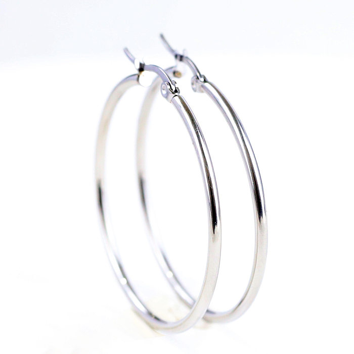 Simple Style Round Stainless Steel Plating Earrings 1 Pair