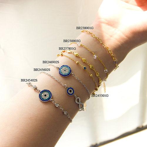 Bracelets à la mode en diamant artificiel avec incrustation en acier inoxydable oeil du diable 1 pièce