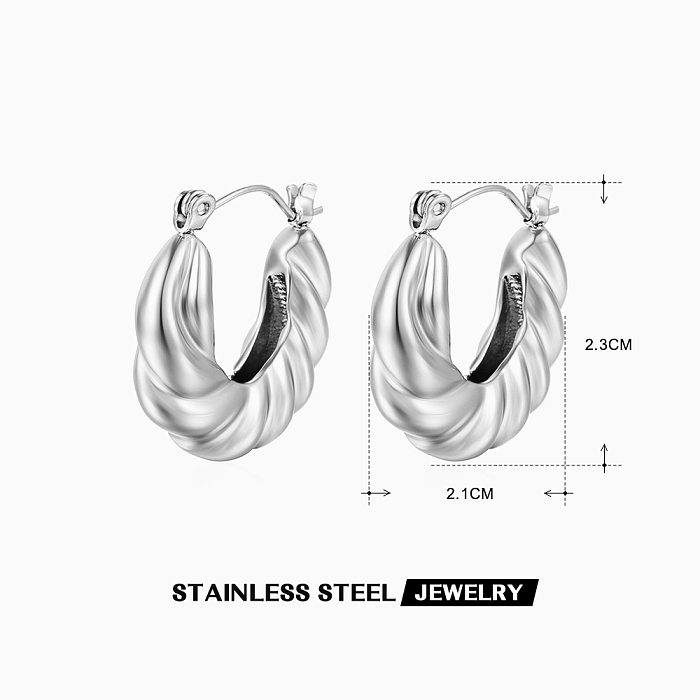 1 Pair Retro Simple Style C Shape Plating Stainless Steel  Ear Studs
