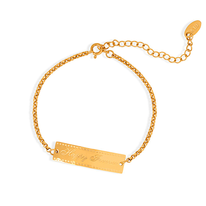 Bracelets plaqués or 18 carats en acier titanique de lettre de style simple