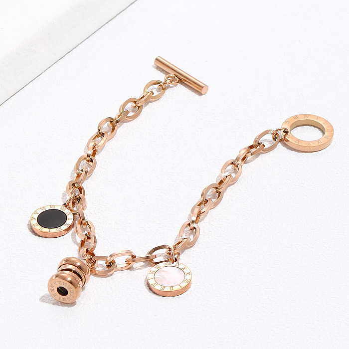 Simple Style Round Stainless Steel Bracelets Plating Shell Stainless Steel Bracelets 1 Piece