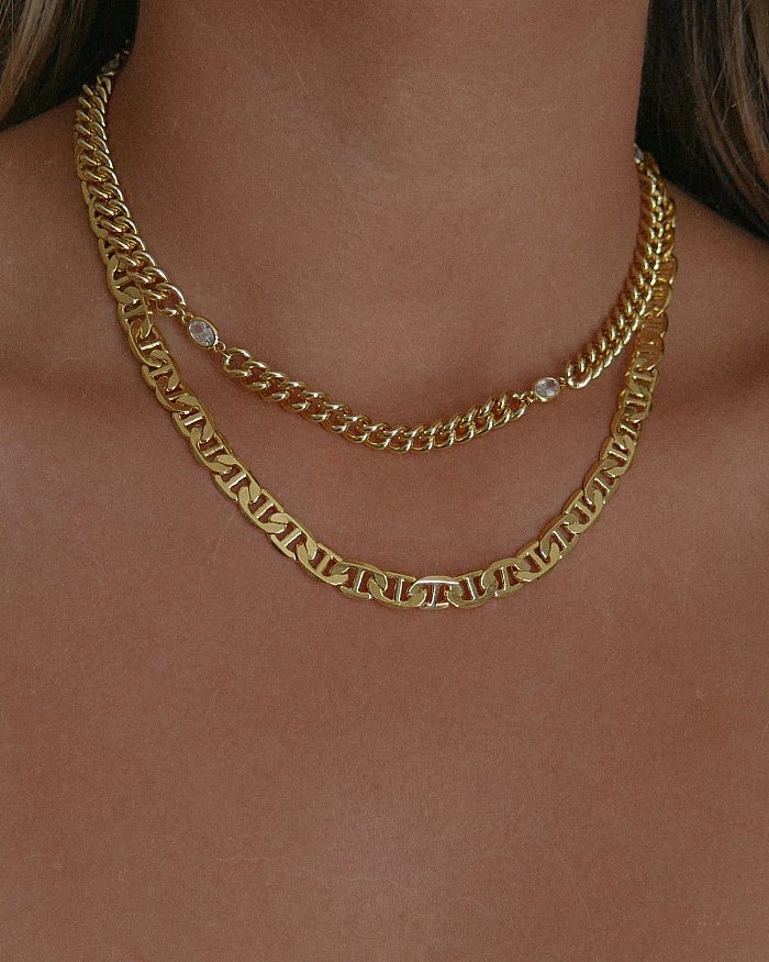 Collar retro chapado en oro de 18 quilates de cobre de color sólido