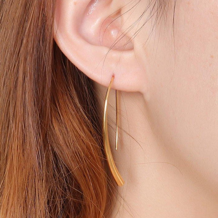 Koreanischen Stil Stilvolle Und Einfache Persönlichkeit Linie Ohrringe Edelstahl Kreative Temperament Kalten Stil Linie frauen Ohrringe