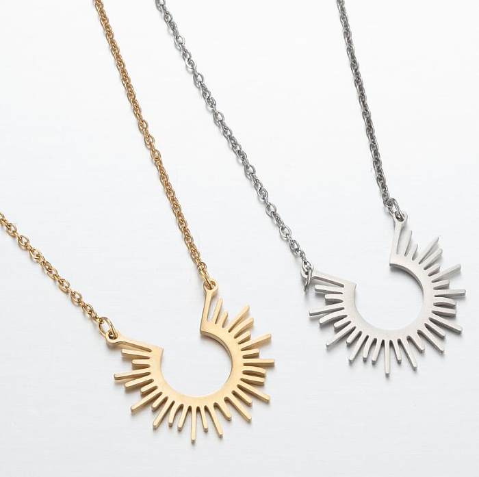 1 Piece Simple Style Sun Stainless Steel Plating Pendant Necklace