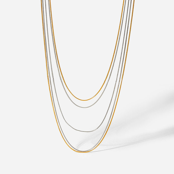 Fashion 18K Gold-plated Stainless Steel  Snake Bone Chain Necklace