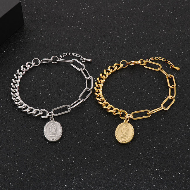 Simple Style Human Star Oval Stainless Steel Plating 18K Gold Plated Bracelets