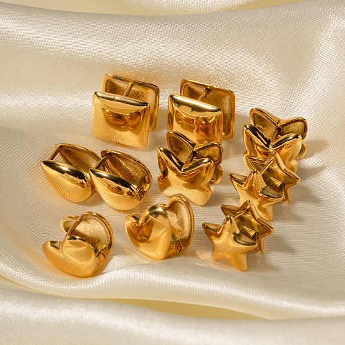 1 par de brincos banhados a ouro 18K em cor sólida estilo vintage