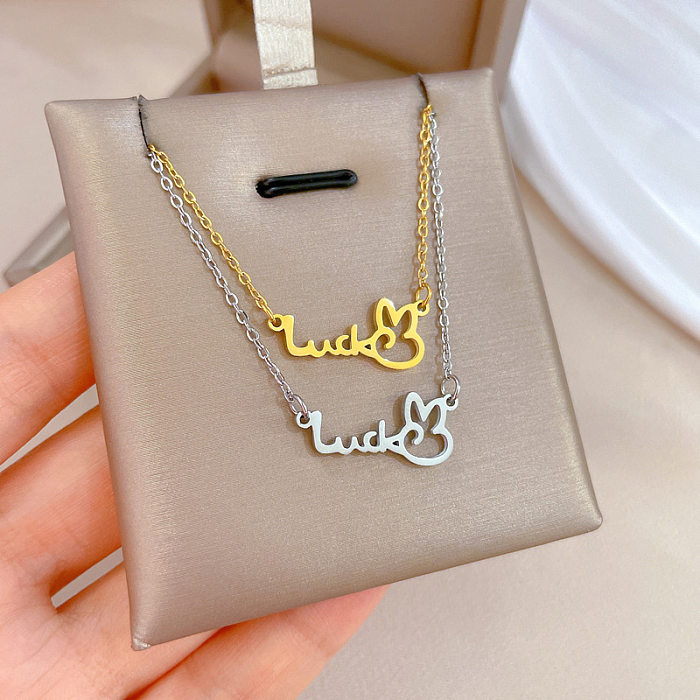 Cartoon Style Animal Letter Stainless Steel Plating Pendant Necklace